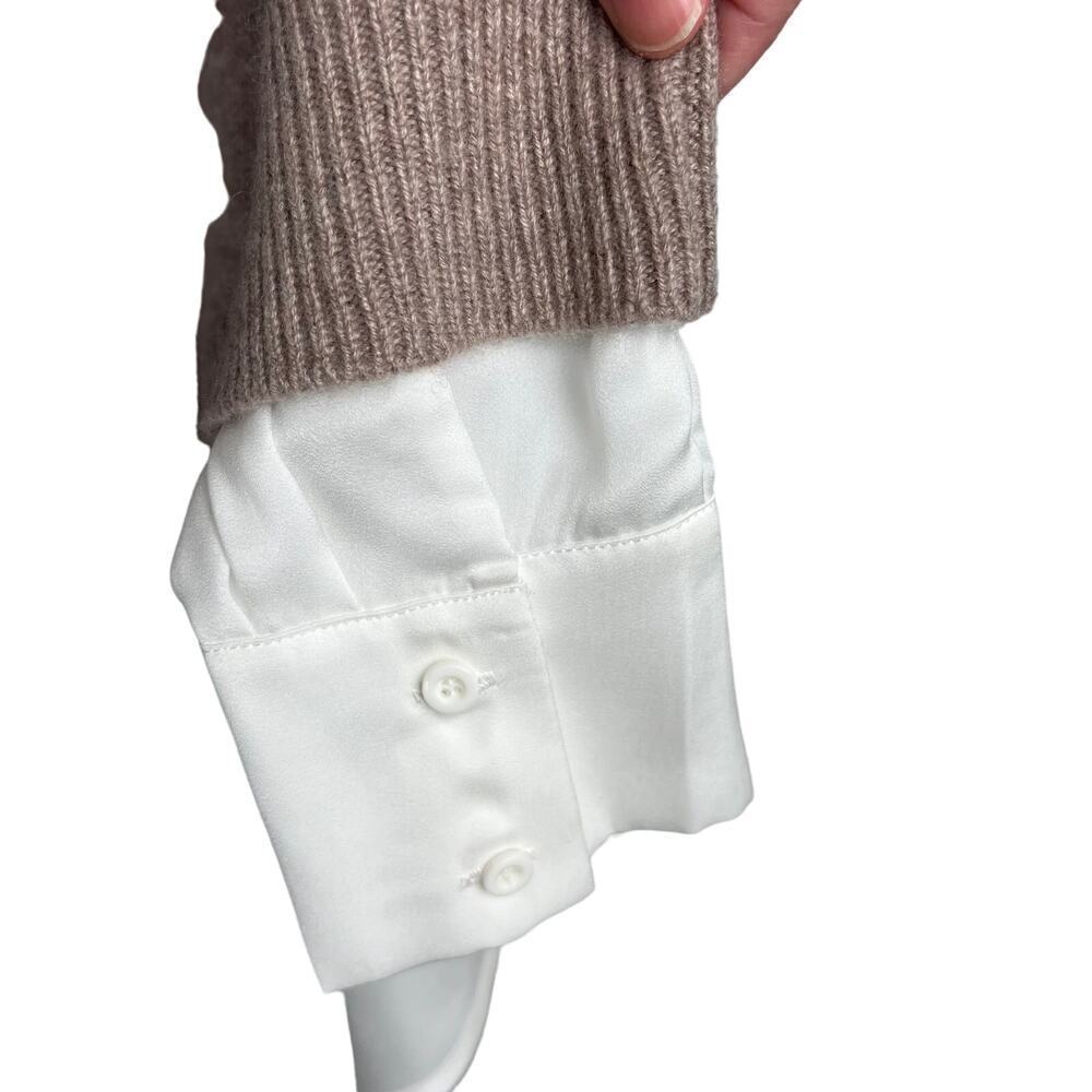 Magaschoni Cashmere sweater Size medium color pebble heather/ivory - Picture 5 of 12